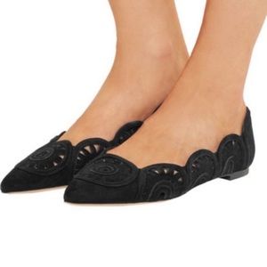Tory Burch Leyla Suede Pointed Flats Black size 8